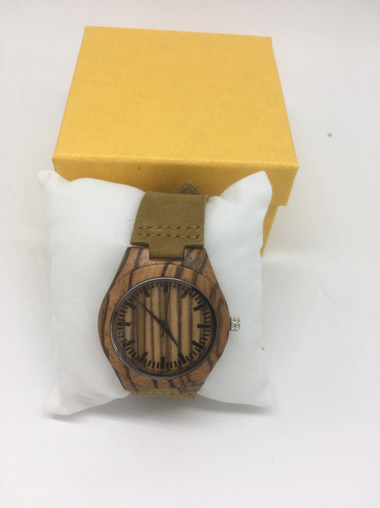 8. Holz Uhr mit Leder Armband S zebra holz breite 38mm lederarmband 20mm