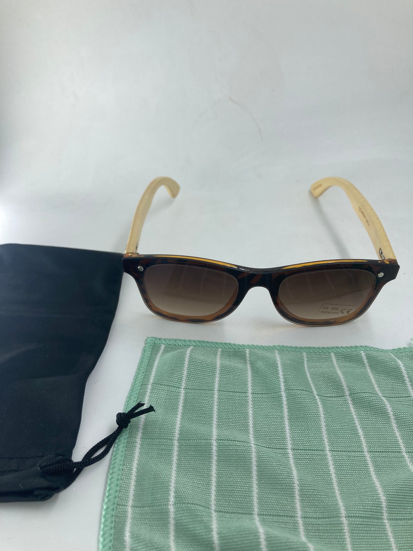 13. Sonnenbrille, Bügel aus Bambus und holz braun mit braun linse - uv400 schutz