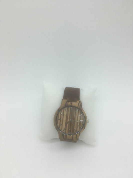 12. Holz Uhr mit Leder Armband L zebra holz breite 43mm lederarmband 22mm