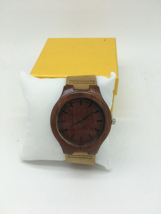 21. Holz Uhr mit Leder Armband L rote sandaleholz breite 45mm lederarmband 23mm