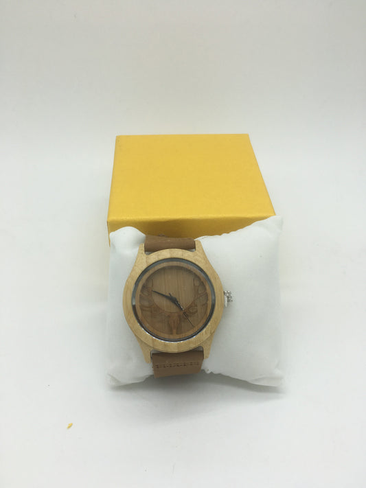 14. Holz Uhr mit Leder Armband L bambus breite 42mm lederarmband breite 20mm